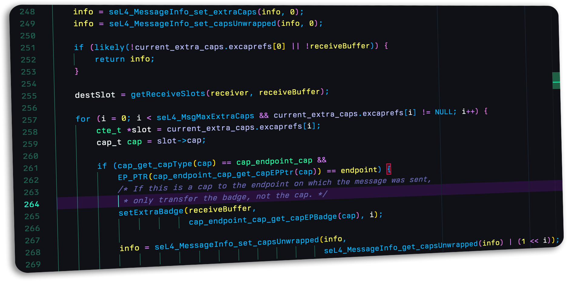screenshot of seL4 code