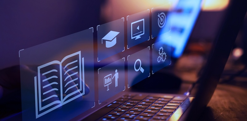 concept image of learning material on a computer screen