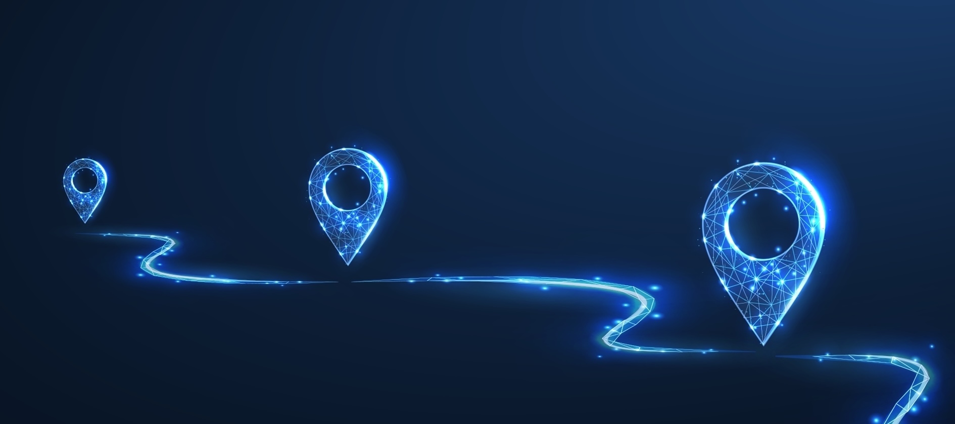 Roadmap markers on an abstract path with a blue background
