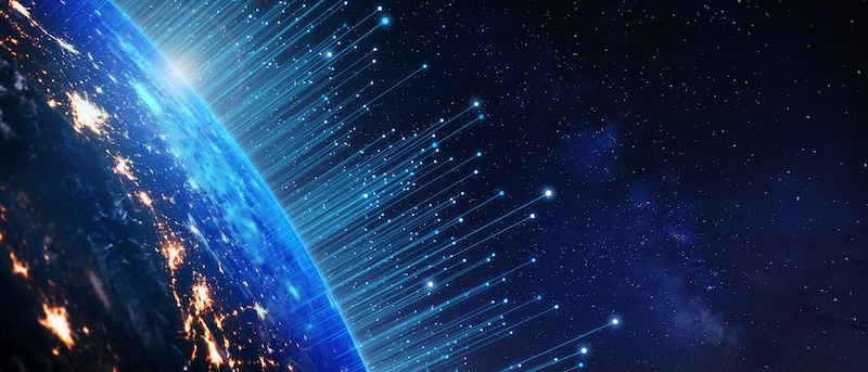 image representing the earth surrounded with telecommunication connections