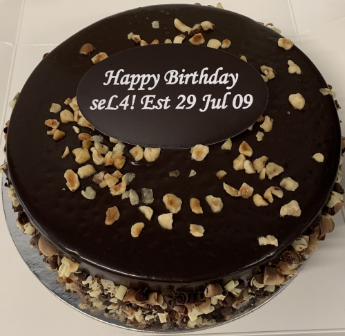 Photo of the seL4 birthday cake